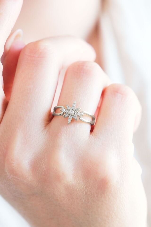 Gümüş Kaplama Ayarlanabilir Kuzey Yıldızı Yüzük