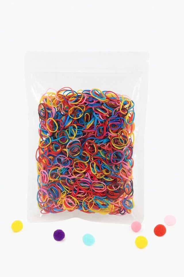 Renkli Ultra Esnek Kopmaz 250 Adet Saç Örgü Lastiği