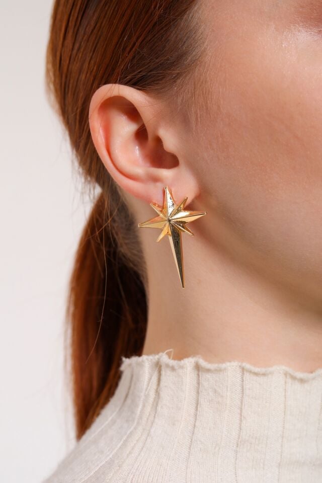 Altın Kaplama Sirius Yıldızı Küpe Seti