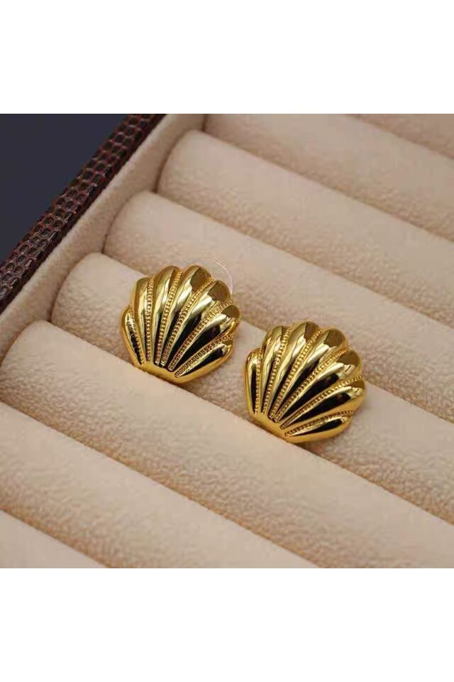 Altın Kaplama Deniz Kabuğu Parlak Küpe