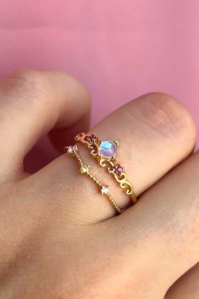 Altın Kaplama Prenses Çelik Yüzüğü