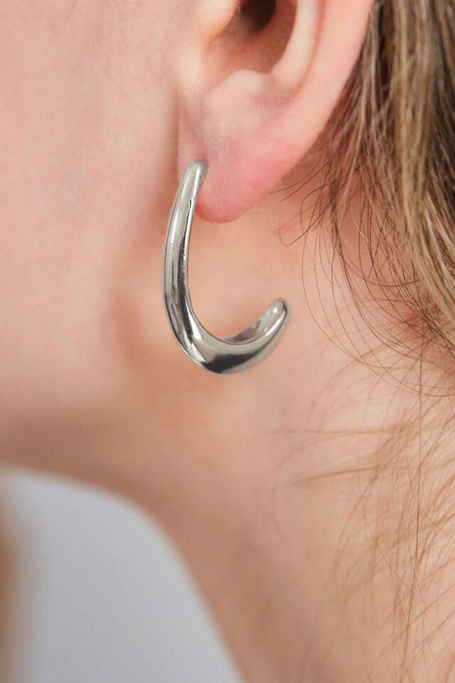 Silver Parlak Ay Küpe