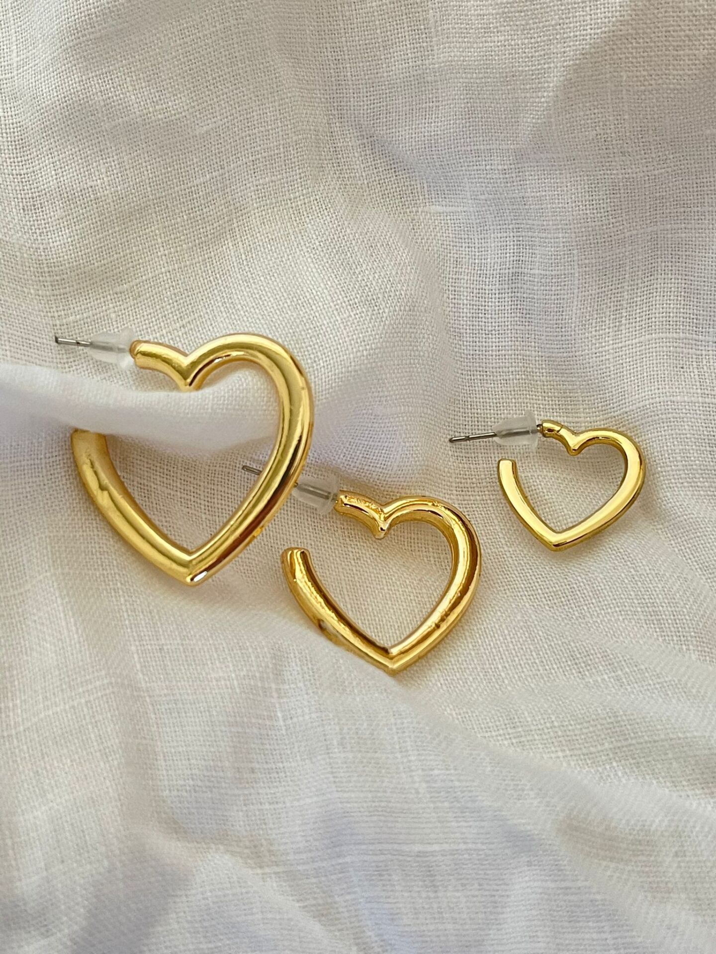 Kadın Gold 3'lü Kalp Set Küpe GOLD - Tek Ebat