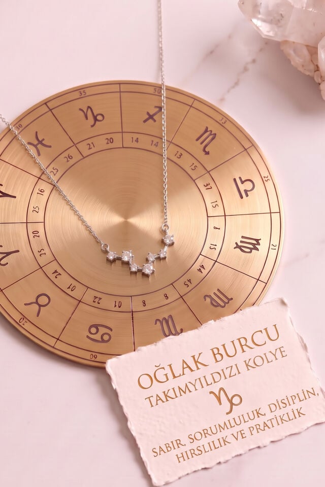 Gümüş Kaplama Yıldız Haritası Oğlak Burcu Taurus Çelik Kolye