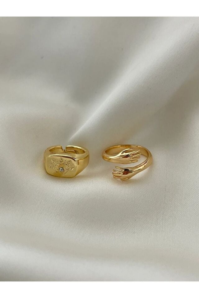 2'li Göz Ve El Ayarlanabilir Altın Kaplama Yüzük