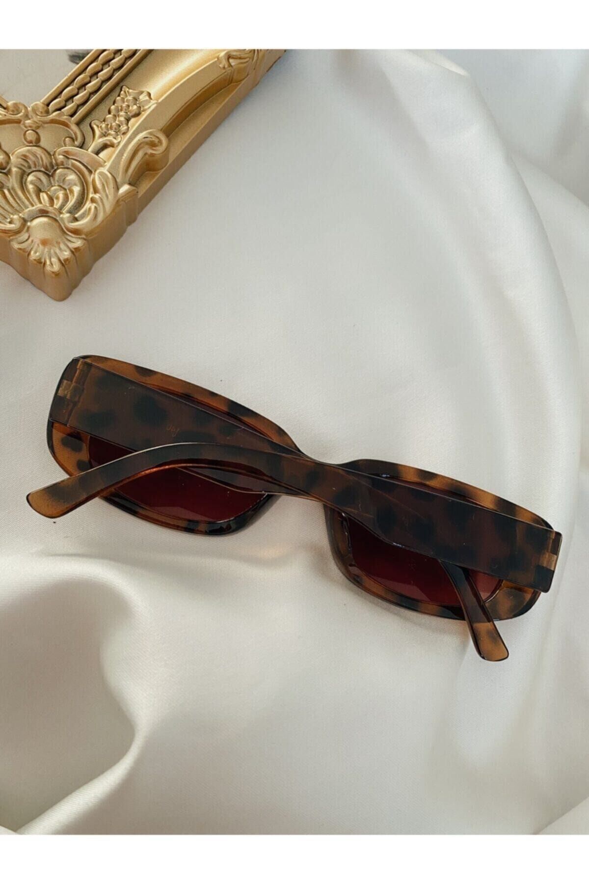Chunky Frame Vintage Leopar Güneş Gözlüğü