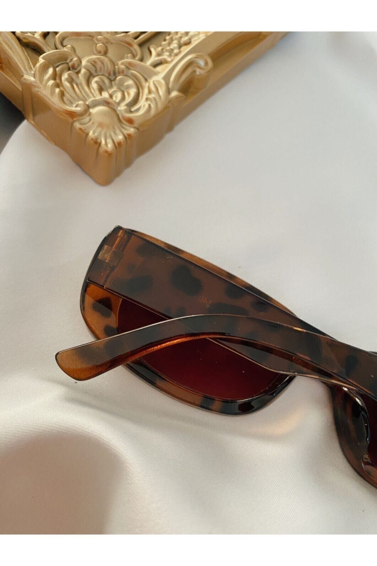 Chunky Frame Vintage Leopar Güneş Gözlüğü