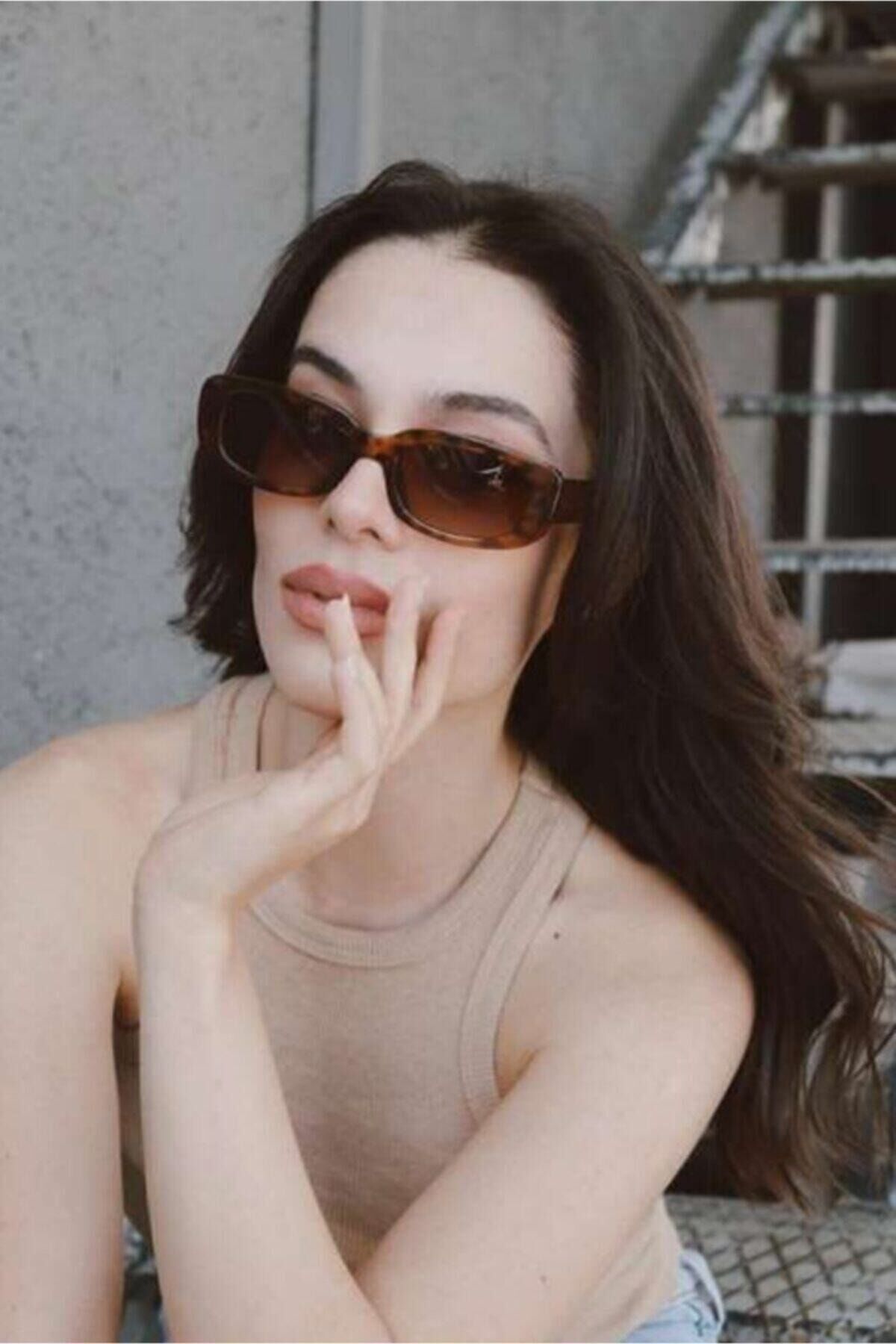 Chunky Frame Vintage Leopar Güneş Gözlüğü