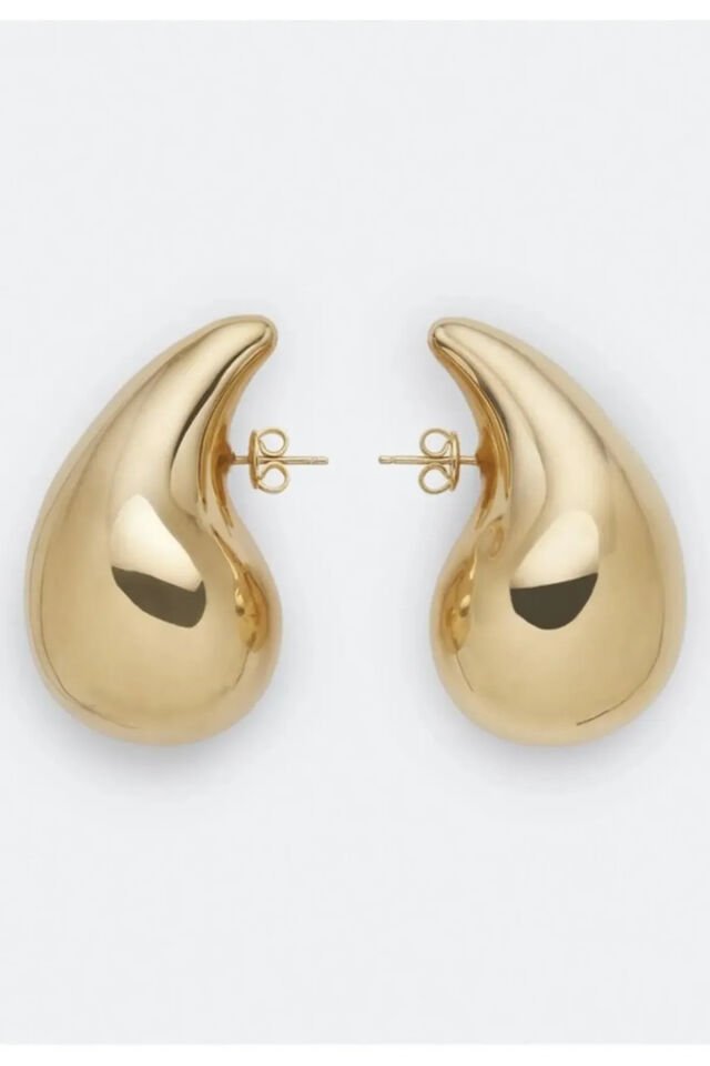 Gold Bottega Gözyaşı Damla Model küpe
