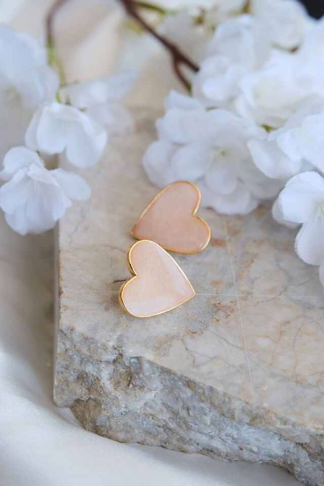 Altın Kaplama Mineli Kalp Küpe