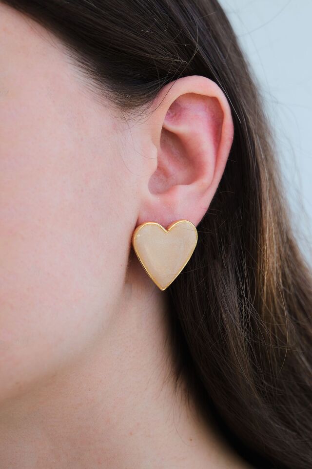 Altın Kaplama Mineli Kalp Küpe