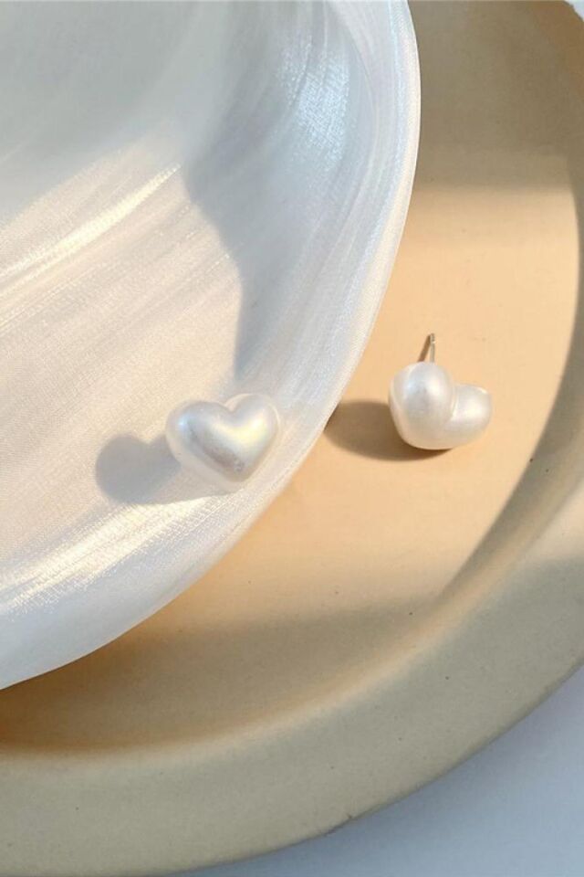 Kadın İncili Kalp Küpe