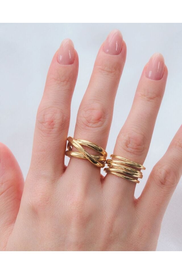 Gold Sarmal 2'li Yüzük Seti