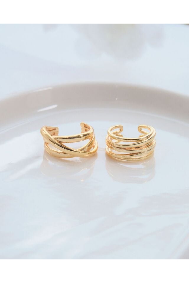 Gold Sarmal 2'li Yüzük Seti