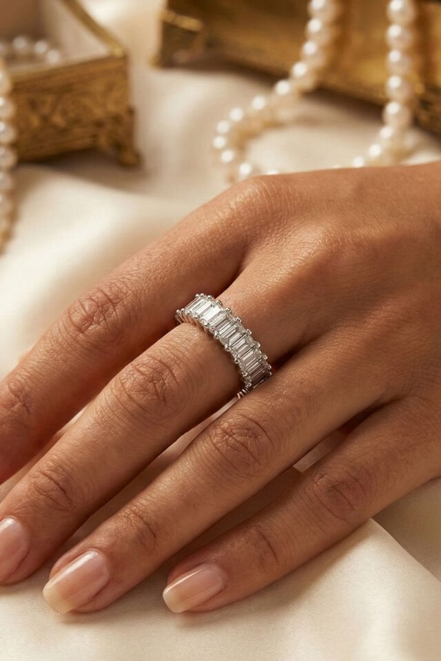 Premium Kalite Su Yolu Zirkon Taşlı Ayarlanabilir Çelik Yüzük