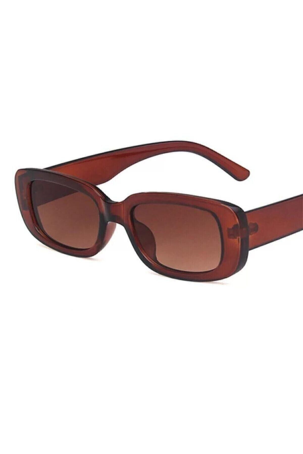 Chunky Frame Vintage Kahverengi Güneş Gözlüğü kahverengi - Tek Ebat