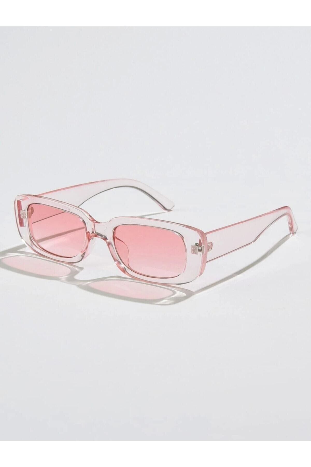 Chunky Frame Vintage Kahverengi Güneş Gözlüğü Pembe Şeffaf - Tek Ebat