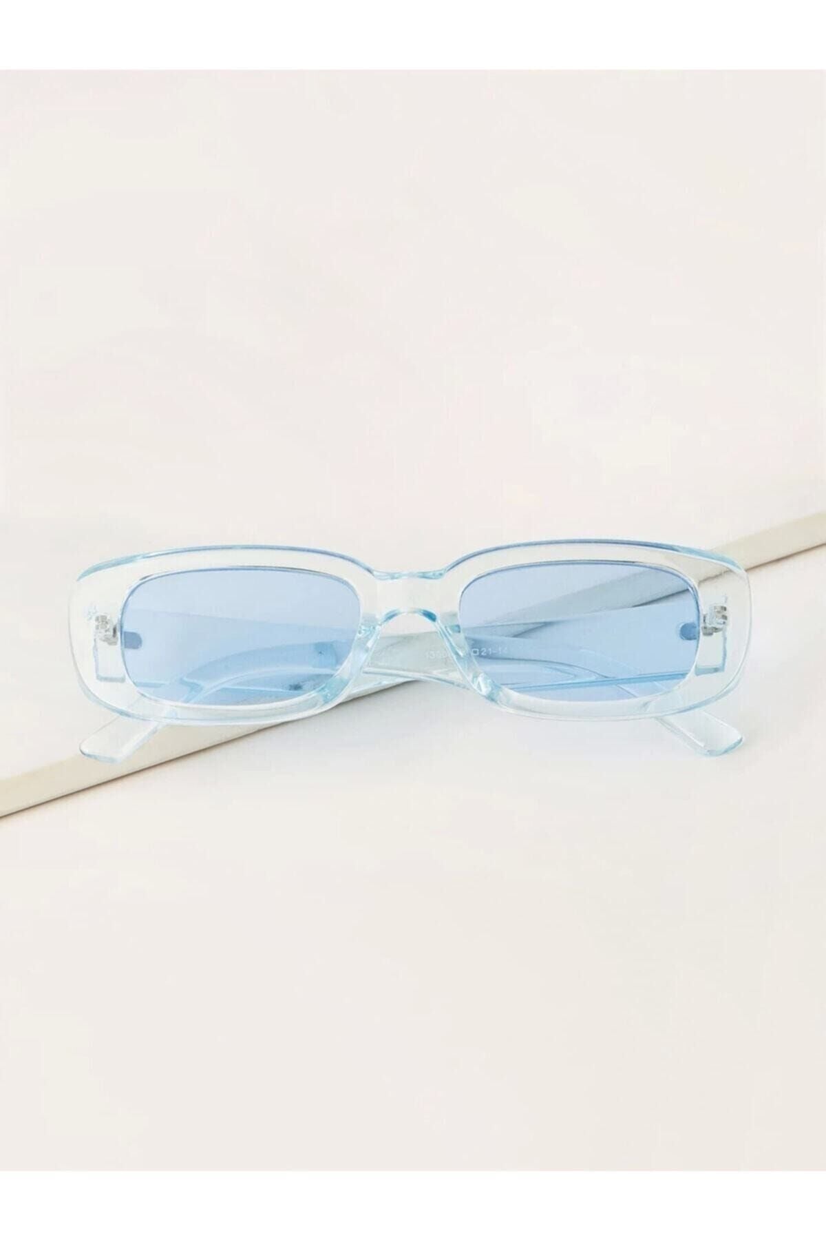 Chunky Frame Vintage Kahverengi Güneş Gözlüğü mavi - Tek Ebat