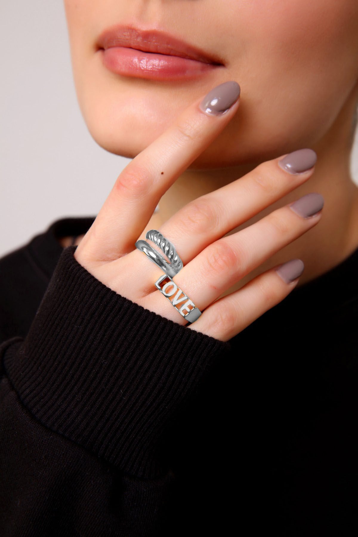 Gold Ayarlanabilir Love Yüzük Seti