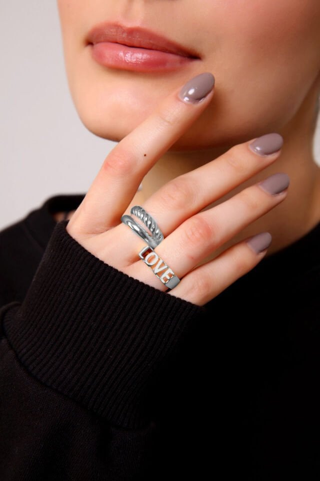 Gold Ayarlanabilir Love Yüzük Seti