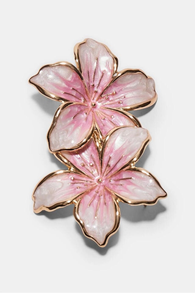 Pembe Mineli Çiçek Premium Çelik Küpe