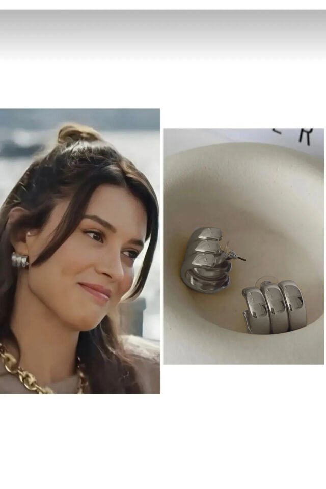 Gümüş 3 Sıra Bombeli Küpe Seti