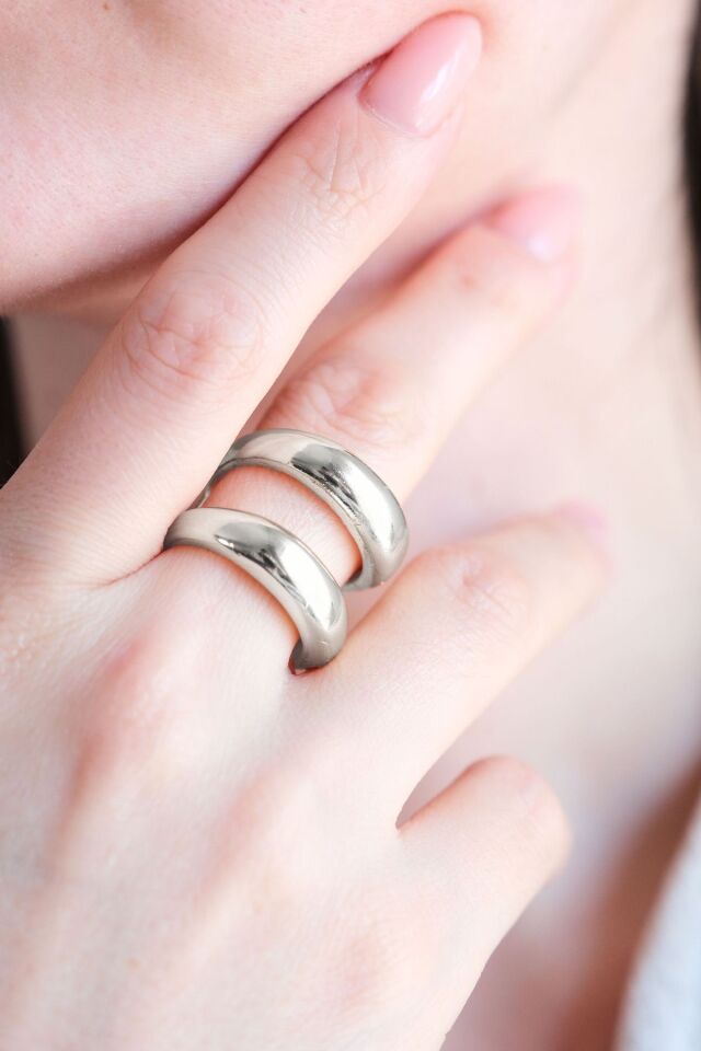 Gümüş Kaplama Ayrık Bombe Ayarlanabilir Yüzük