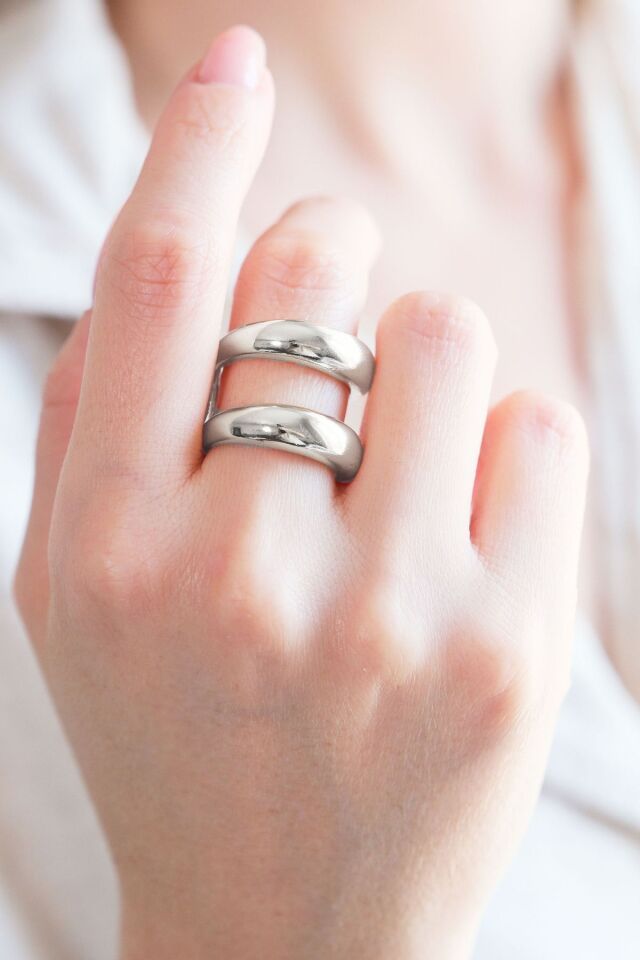 Gümüş Kaplama Ayrık Bombe Ayarlanabilir Yüzük