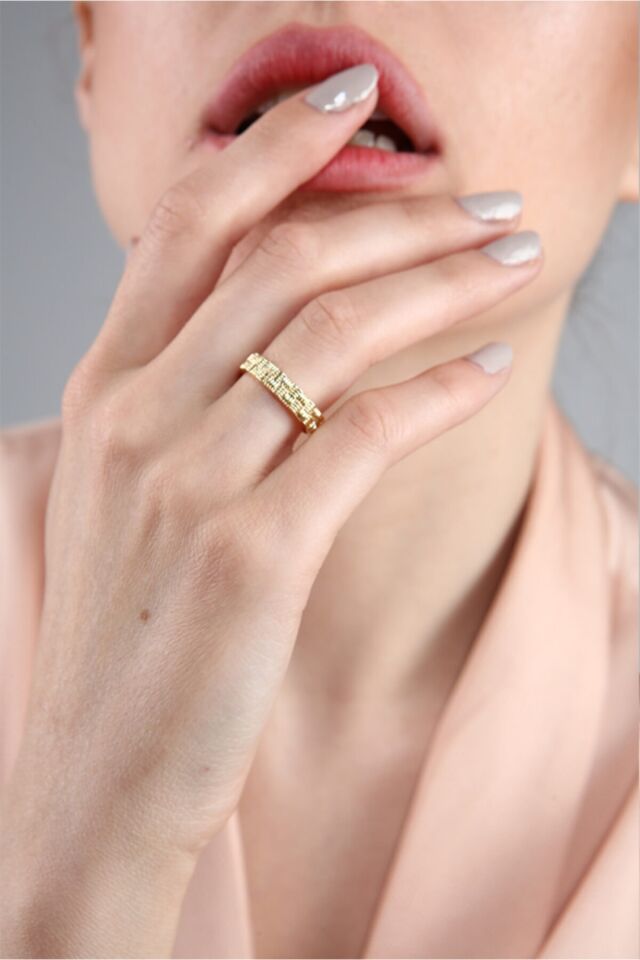 Kadın Altın Kaplama Hasır Yüzük Ayarlanabilir