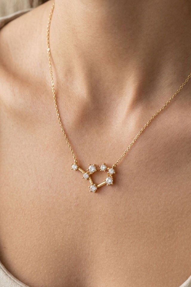 Yıldız Haritası Kova Burçu Aquarius Çelik Kolye