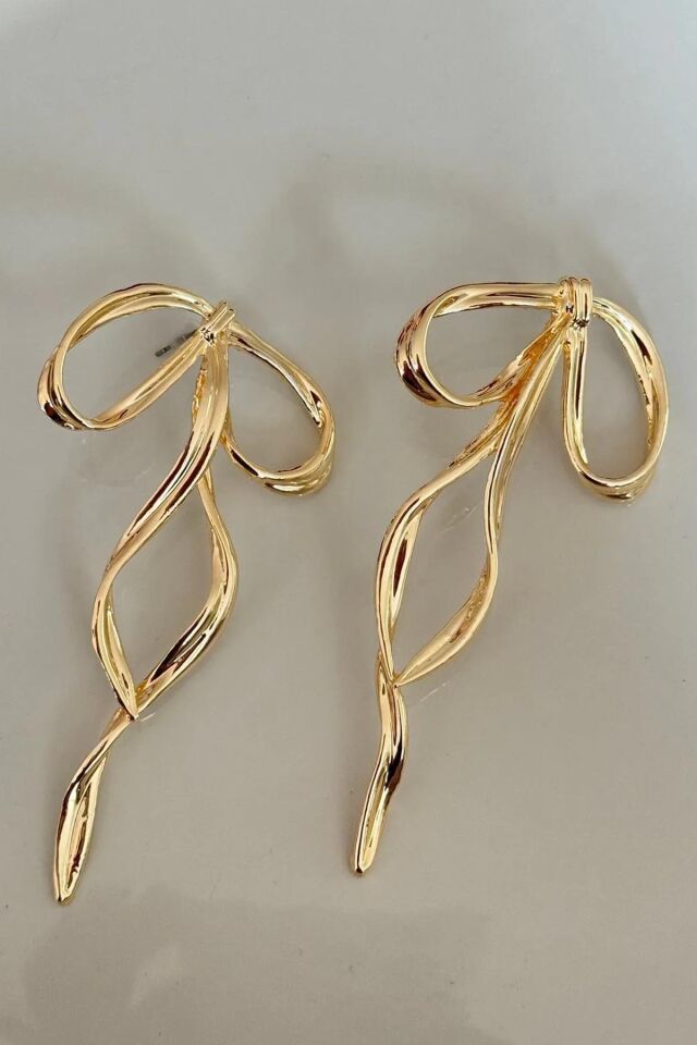 Kadın Gold Uzun Fiyonk Küpe
