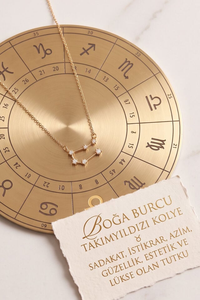 Yıldız Haritası Boğa Burçu Taurus Çelik Kolye