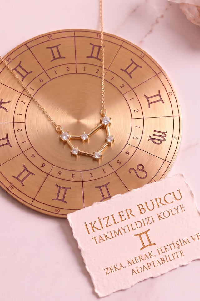 Yıldız Haritası İkizler Burçu Gemini Çelik Kolye