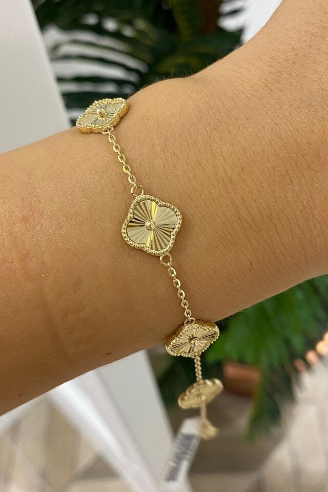 Gold Çizgili Premium Çelik Bileklik