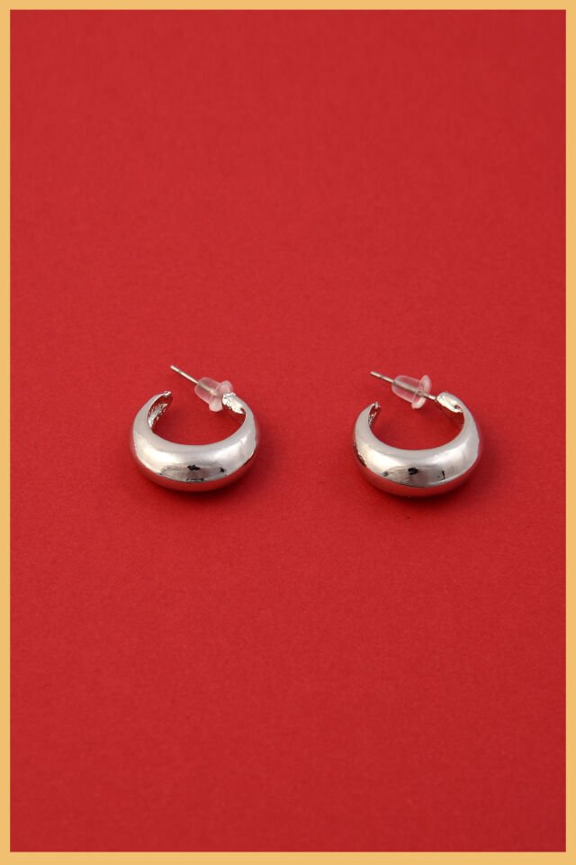 Gümüş Kaplama Bombe Halka Küpe Seti