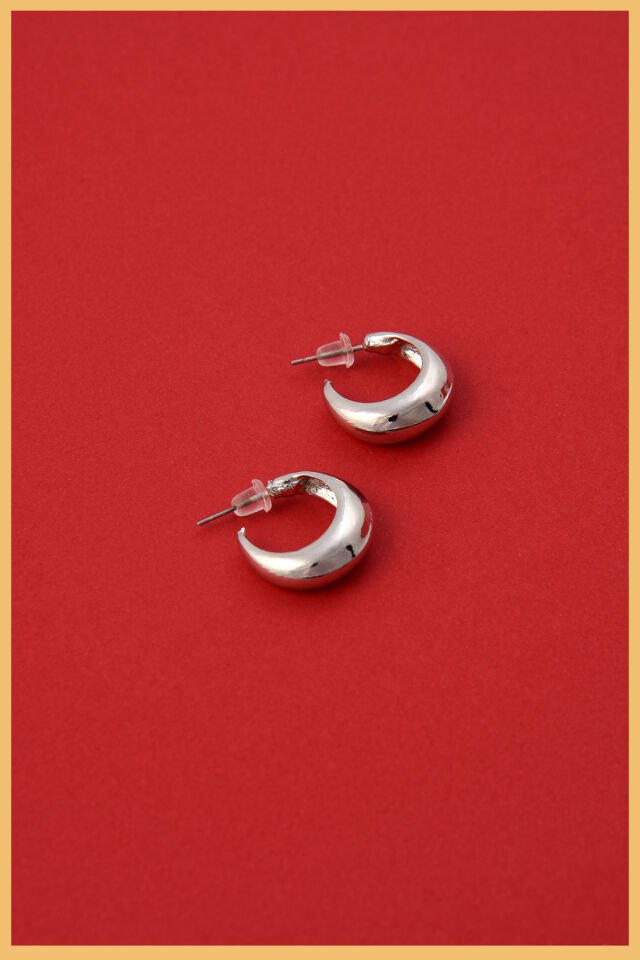 Gümüş Kaplama Bombe Halka Küpe Seti