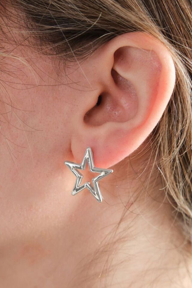 Silver İnce Yıldız Küpe