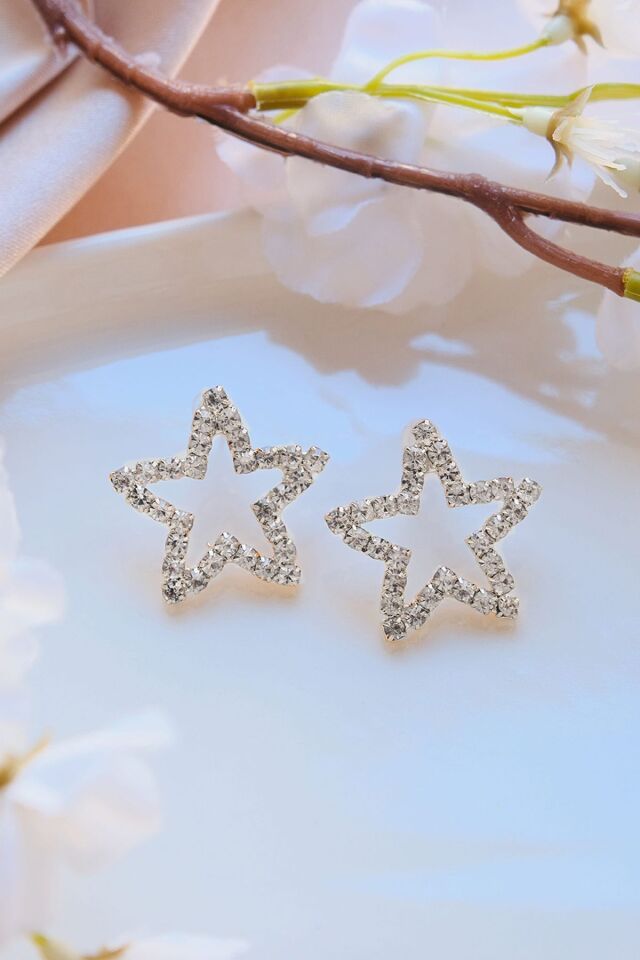 Silver Zirkon Taşlı Yıldız Şekilli Küpe