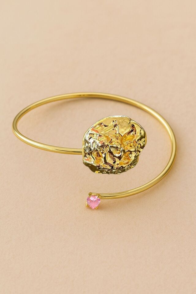 Gold Pembe Kalpli Pazu Bandı Üst Kol Bilekliği Ayarlanabilir