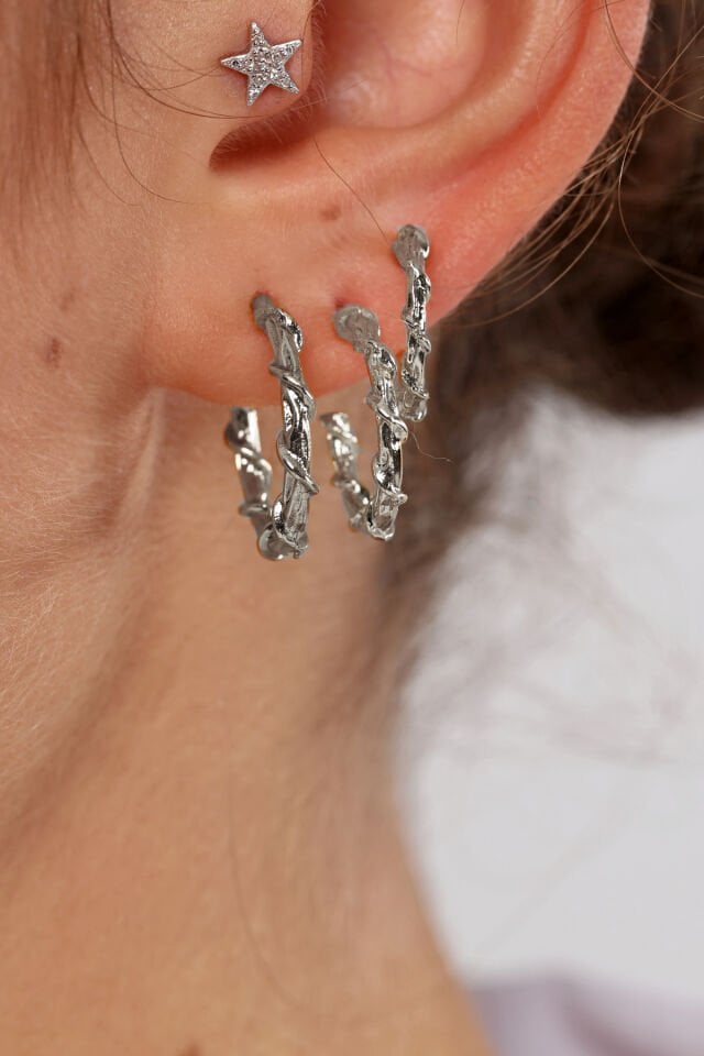 Kadın Gold Sarmaşık 3'lü Set Küpe