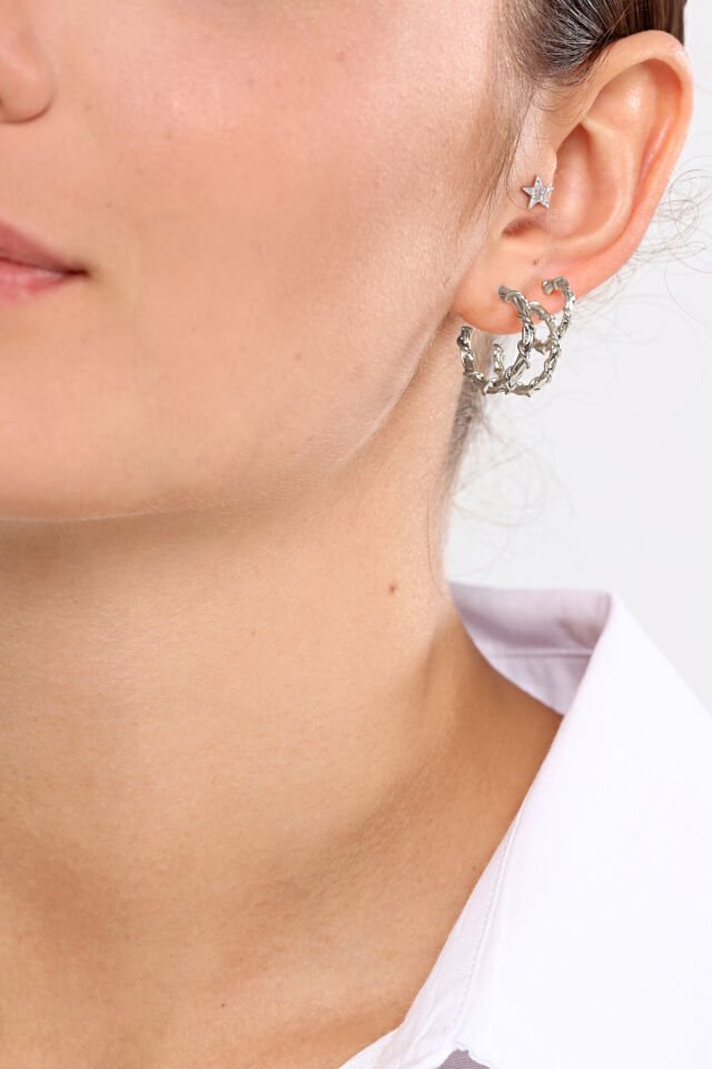 Kadın Gold Sarmaşık 3'lü Set Küpe