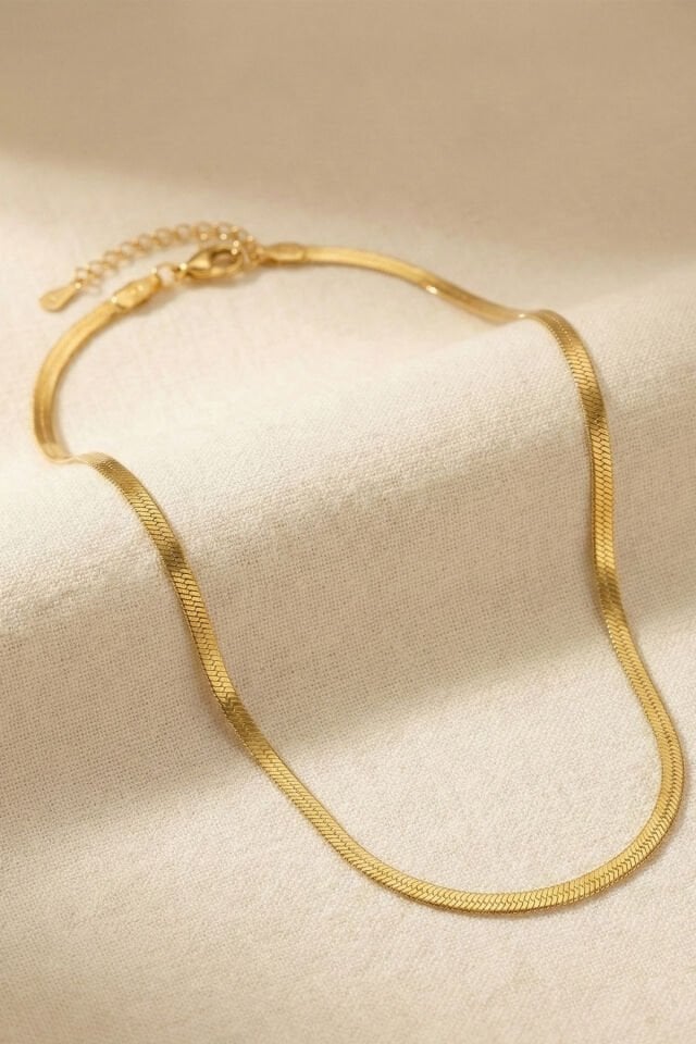 Gold İtalyan Ezme Zincir Çelik Kolye