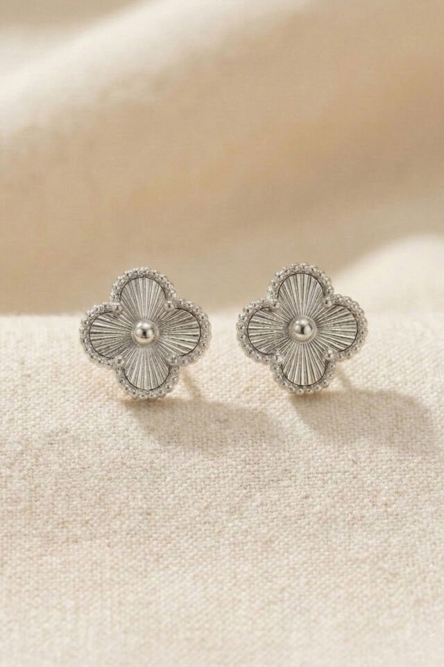 Gümüş Kaplama Çelik Cleef Küpe