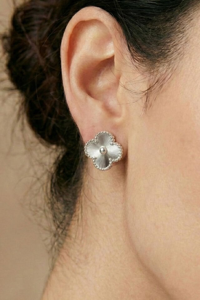 Gümüş Kaplama Çelik Cleef Küpe