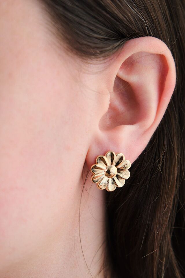 Gold Mini Papatya Küpe