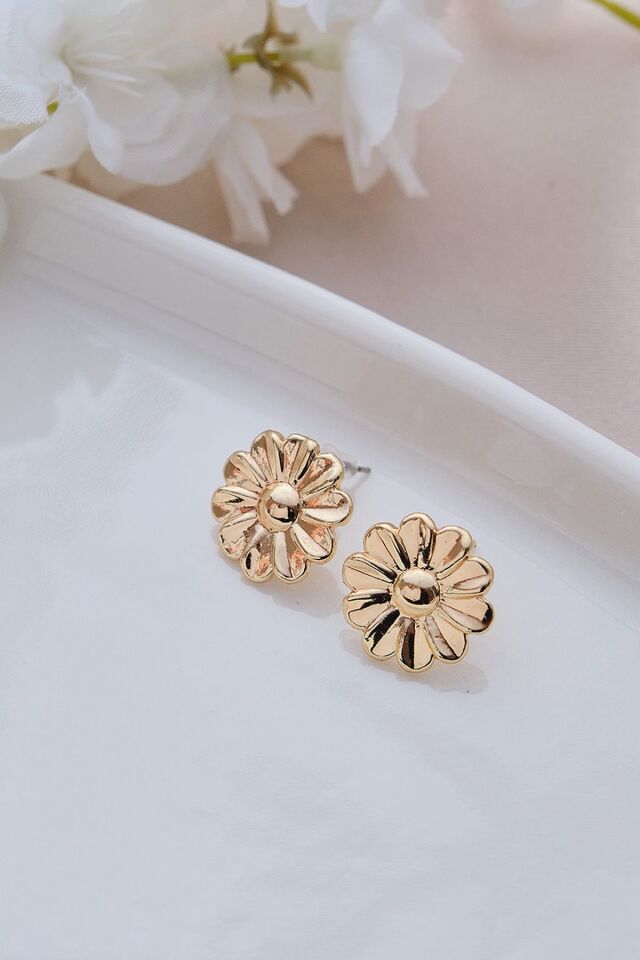 Gold Mini Papatya Küpe