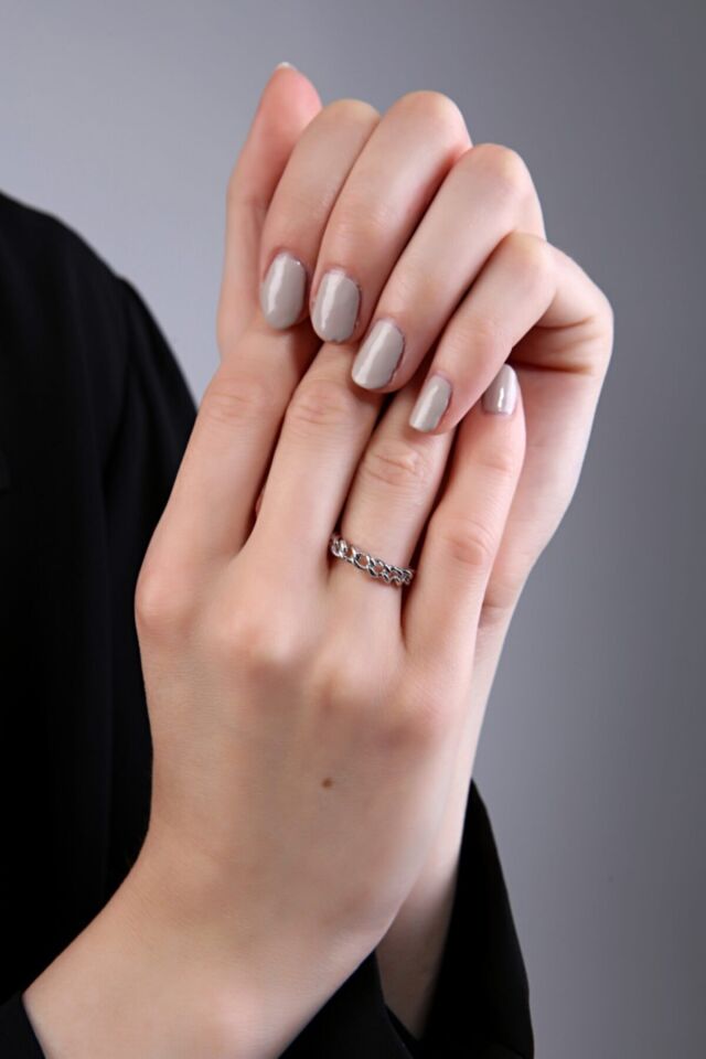 Kadın Gümüş Kaplama Ince Halat Yüzük