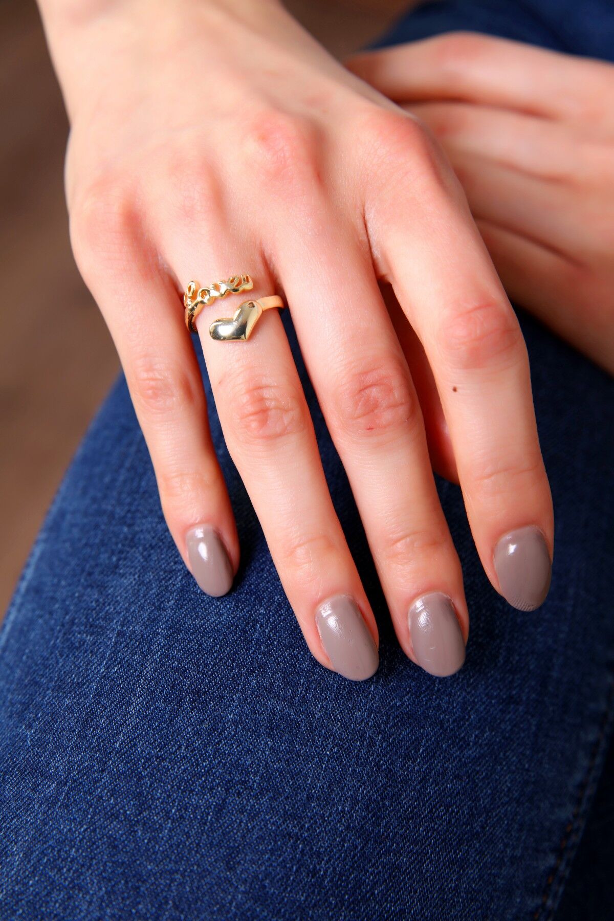 Kadın Gold Renk Sevgi Love Yüzük