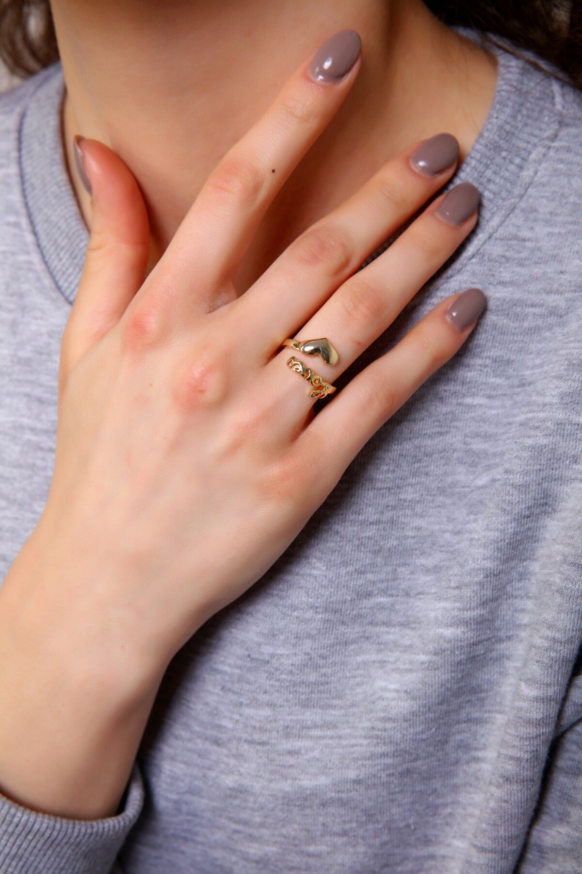 Kadın Gold Renk Sevgi Love Yüzük