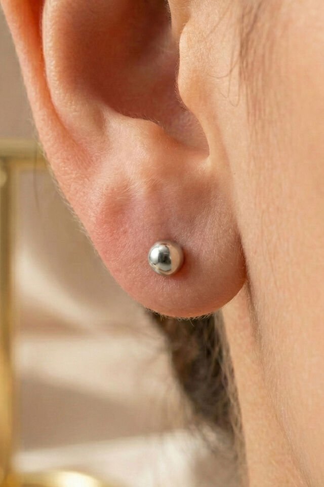 Silver 6 Çift Top Çelik Küpe